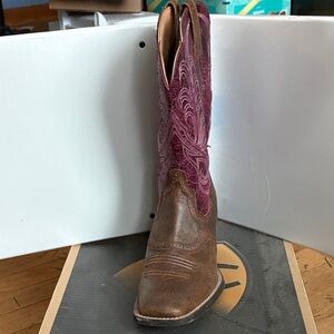 Ariat Brown and Purple Western Boots